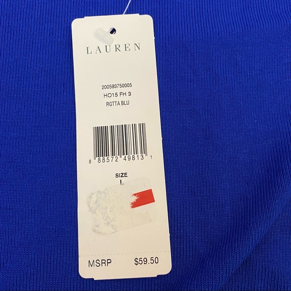 NWT Lauren Ralph Lauren Long Sleeve Blue Top - Picture 3 of 4